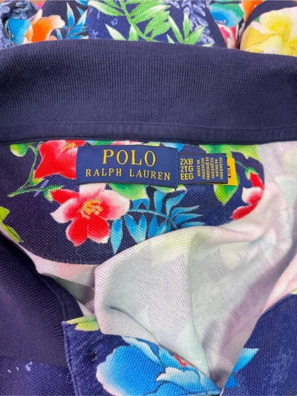 Polo Ralph Lauren Floral Mesh Polo Shirt Blue Print Big & Tall Men’s 2XB